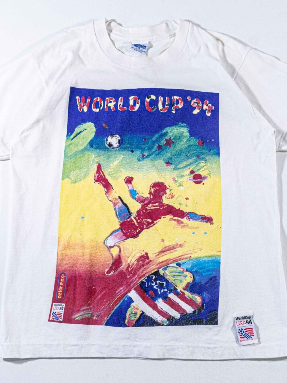 Vintage 1994 World Cup Peter Max T Shirt M Salem Sportswear Art Soccer Tee 90s